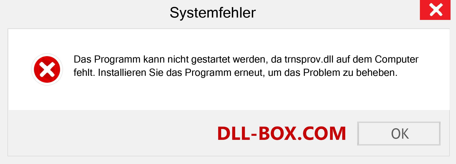 trnsprov.dll-Datei fehlt?. Download für Windows 7, 8, 10 - Fix trnsprov dll Missing Error unter Windows, Fotos, Bildern