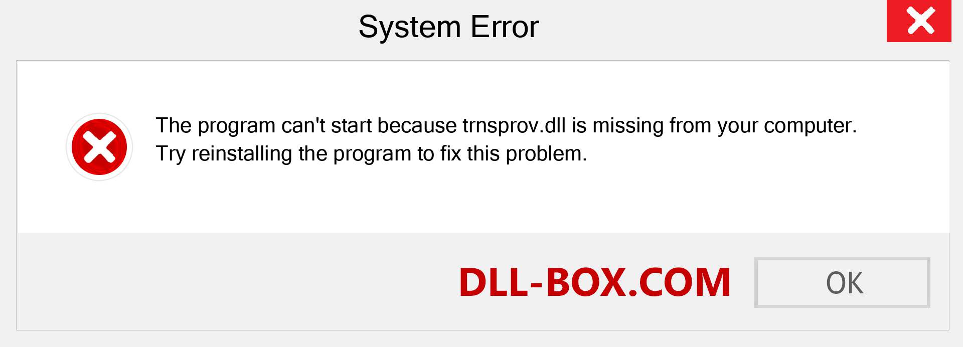  trnsprov.dll file is missing?. Download for Windows 7, 8, 10 - Fix  trnsprov dll Missing Error on Windows, photos, images